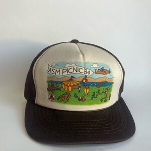 •Vintage ASM Picnic ‘84 Trucker Hat Foam Mesh•